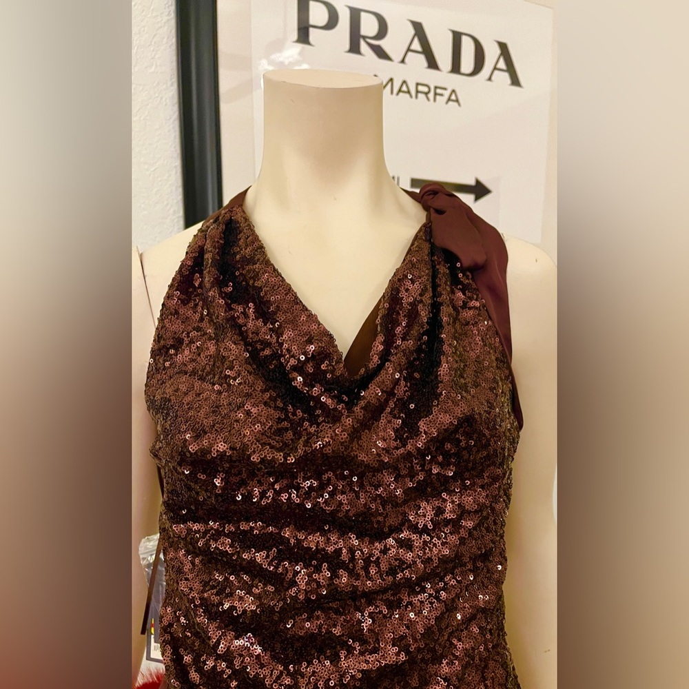 Sequin Jennifer Lopez Deep Burgundy could be also a deep Brown Sleeveless Top